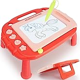 LZZAPJ Magnetic Drawing Board Learning Toys for Toddlers 1-3 Tablets, Doodle Board Etch Drawing Pad Sketch Toddler Toys for Ages 2-4, 2 Year Old Girl First Birthday Gifts for Kids Age 1 2 3 4 (Red)