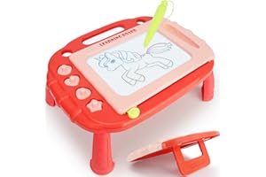 LZZAPJ Magnetic Drawing Board Learning Toys for Toddlers 1-3 Tablets, Doodle Board Etch Drawing Pad Sketch Toddler Toys for Ages 2-4, 2 Year Old Girl First Birthday Gifts for Kids Age 1 2 3 4 (Red)