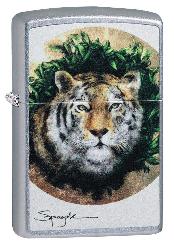 Zippo Spazuk Tiger Street Chrome Refillable Windproof Lighter in Quality Gift Box