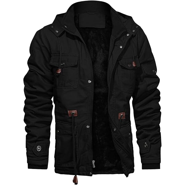 CRYSULLY Men's Cotton Jacket Winter Military Coats Fleece
