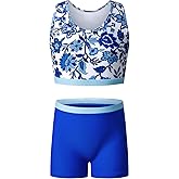 blibean Teen Girl UPF50+ Rash Guard Two Piece Bikini Sets with Chest Pad Size 6-15 Years