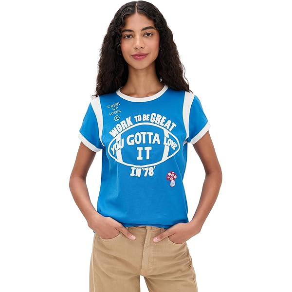 MOTHER Women's The Boxy Goodie Goodie Tee, Fluff Fast As Mother