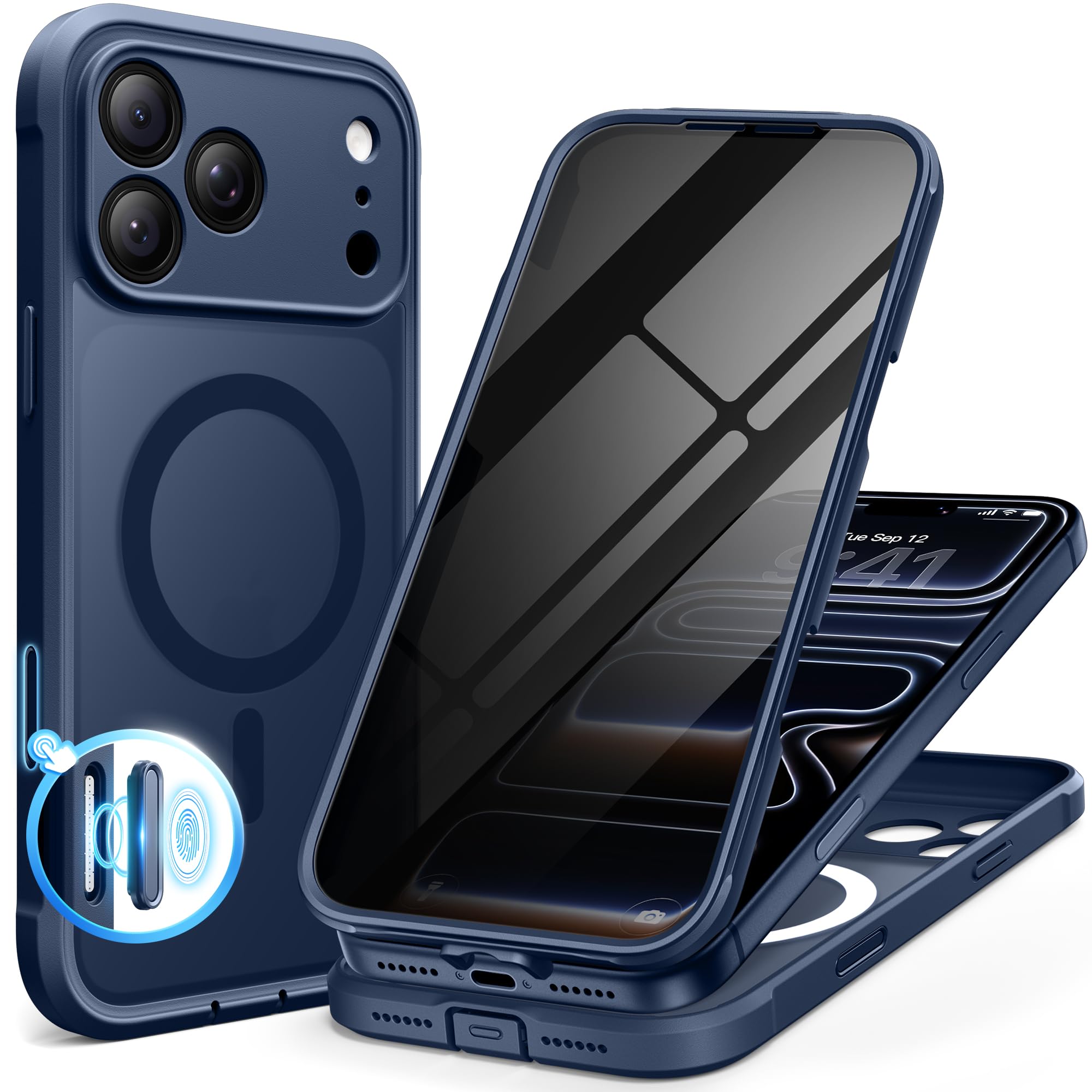 BERFY for iPhone 17 Pro Max Case, Compatible with Magsafe, Deep Blue