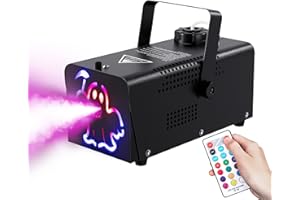 IMONE Fog Machine 500W 2000CFM 2 Spooky Themed Light Covers Smoke Machine with 72-LEDs with 12 Light Colors, Wireless Remote Controls, for Halloween, Wedding, Parties, DJ Stage, Indoor & Outdoor Use