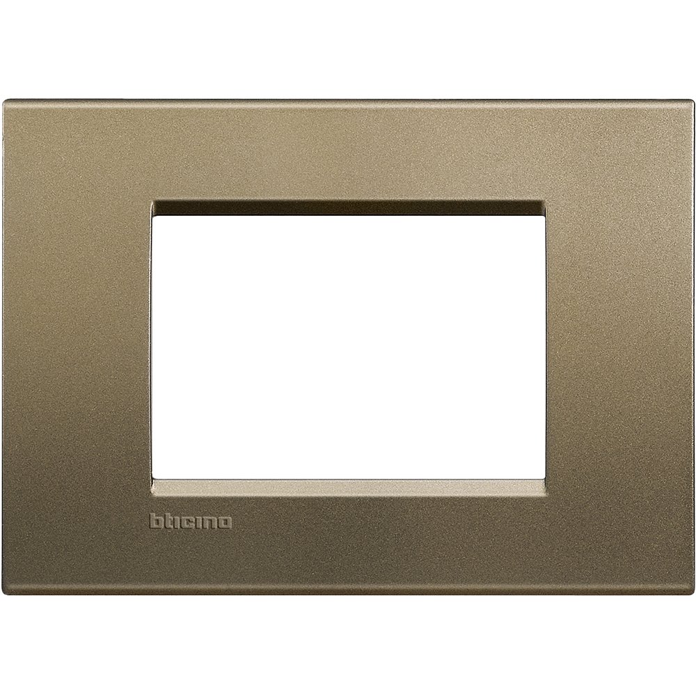 BTicino Living Light LNA4803AC Plate Square 3-Switch, Steel, Brown, LNA4803SQ