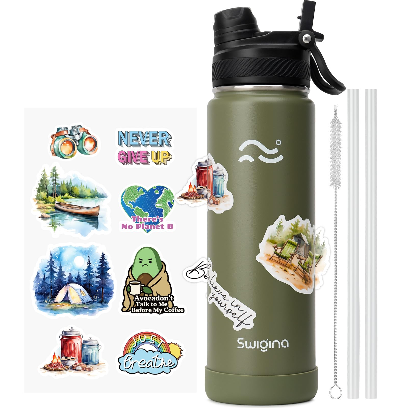 Swigina [2-IN-1 LID] Insulated Water Bottle with