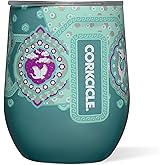Corkcicle Stemless Wine Glass Tumbler - Triple Insulated Stainless Steel Cup - Spill Resistant Sliding Lid - Non-Slip Base - Summer Drinkware Gift - Keeps Drinks Ice Cold - 12 oz - Princess Jasmine