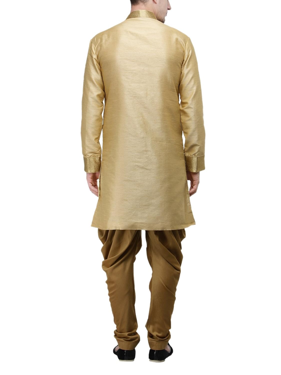 rg designers beige and gold plain sherwani for men