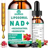 NAD Supplements for Women & Men, Liposomal NAD Nicotinamide Riboside Resveratrol 900mg, TMG, Quercetin, Vitamin B3, Organic Liquid NAD Resveratrol Supplement for Longevity, Energy, Anti-Aging, Focus