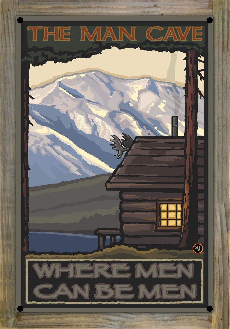 Amazon Com Northwest Art Mall The Man Cave Rustic Metal Print On