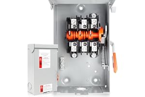 MUJURUR 60 Amp 3P Disconnect Switch Box with Ground Kit,120V/240V Safety Switch,Non-Fusible,Indoor&Outdoor,Meeting NEMA 3R Standards,Galvanized Steel,Anti Corrosion and Rust Prevention