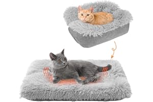 SCENEREAL Self-Warming Cat Bed Mat for Cats Small Dogs, Function 2 in 1 Soft Plush, Washable Pet Mat Autumn Winter Indoor Snooze Sleeping for Kittens Puppy Dog