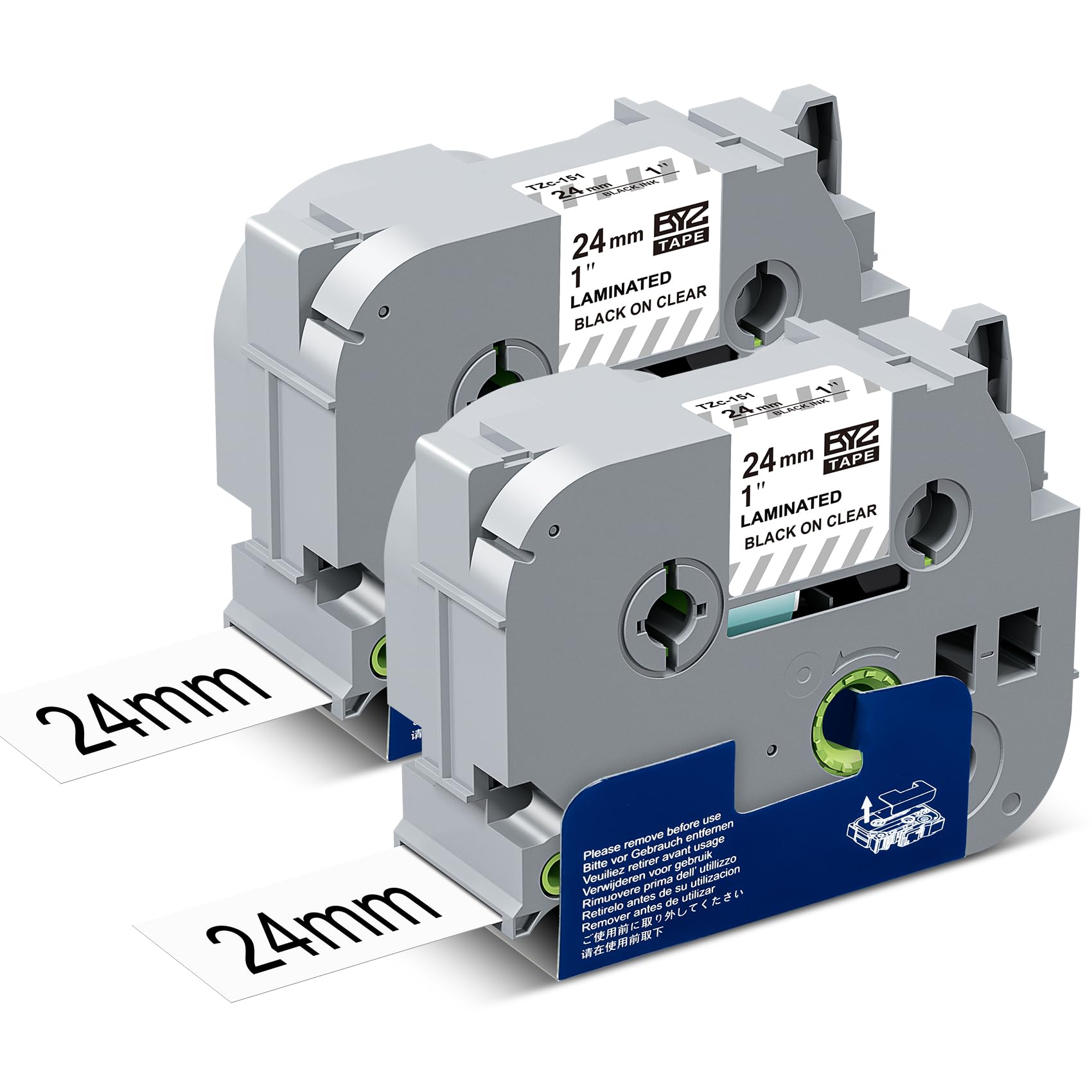 TZe-151 TZe151 Clear Label Tape 24mm 0.94 Laminated Compatible with Brother P Touch Label Tape, 1 Inch Label Maker Tape TZ151 for Brother PT-D600 PT-D610BT PT-P710BT PT-P700 PT- P910BT, 2-Pack