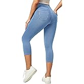 IUGA Jeggings for Women Pull On Capri Jeans Stretchy Jean Capris High Waisted Denim Capri Leggings Casual Pants with Pockets