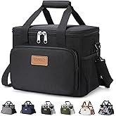 Lifewit Medium Lunch Bag, Insulated Lunch Box, Soft Cooler Cooling Tote for Adult Men Women, Black 12-Can (9L)