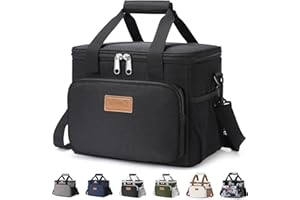 Lifewit Medium Lunch Bag Insulated Lunch Box Soft Cooler Cooling Tote for Adult Men Women, Black 12-Can (9L)