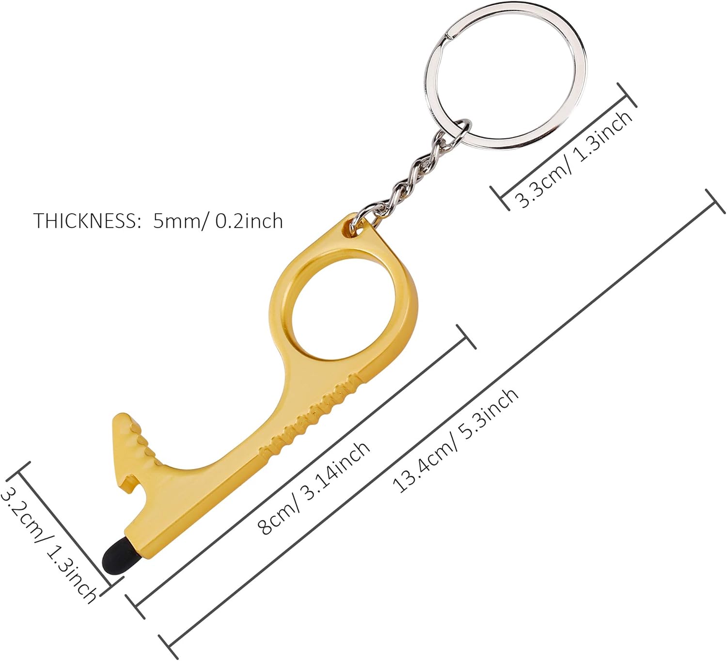 For Outdoor Public Handle Elevators Touchscreen 4 Pack Edc No Touch Safe Zinc Alloy Keychain With Mobile Stylus And Bottle Opener Contactless Door Opener Tool Door Hardware Locks Diy Tools