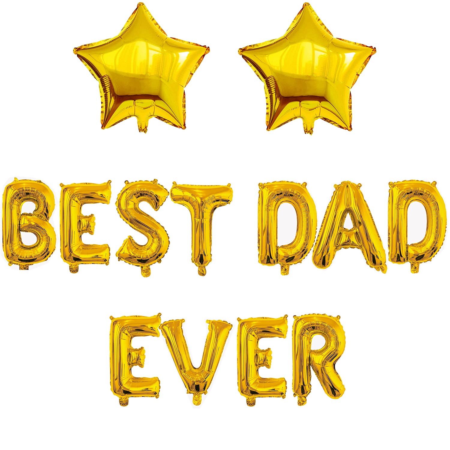 Best Dad Ever Balloons Banner with Star Balloons, Father’s Day Party Decorations Hanging Foil Golden Balloons Letter Gold