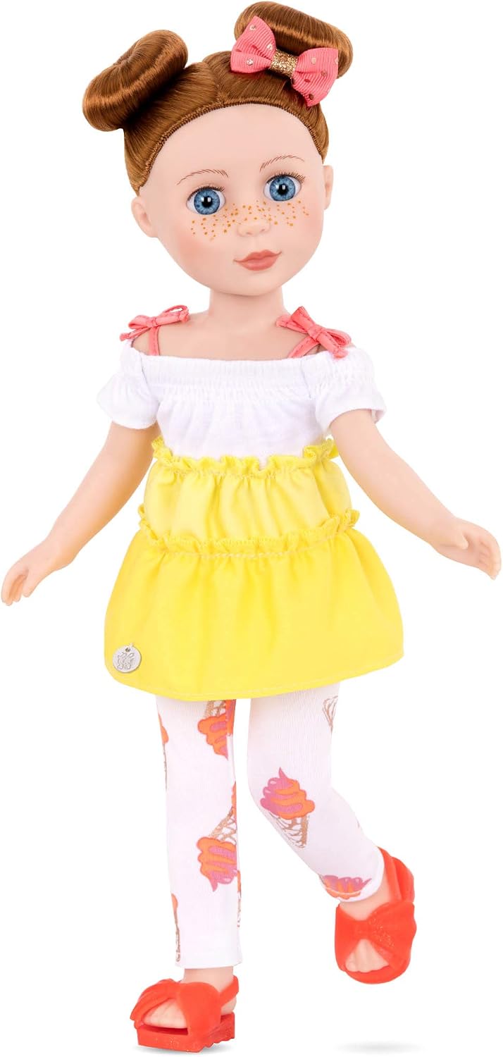 Glitter Girls, 14-Inch Fashion Doll, Blue Eyes & Red Hair, Two, Tone Dress & Ice Cream Leggings, Hair Bow & Glitter Sandals - Image 4