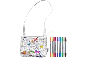 eatsleepdoodle Fairy Tale Coloring Crossbody Bag for Kids w/ 10pk Washable Markers for Kids - 8.5x7in Kids Color-in Crossbody Bag