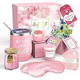 Spa Gift Basket with Bath Essentials- Pink Rose Relaxation Kit Set, Birthday Spa Items Box for Women, Wife, Mom, Sister, Mom, Her, Friends