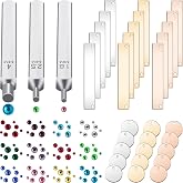 Mtlee Jewelry Metal Stamping Kits DIY Tools | 3 Punch Tool, 1500 Rhinestones, 15 Signs, 15 Tags Metal Stamping Blank Tag Pendant, for DIY Necklace Bracelet Jewelry Making