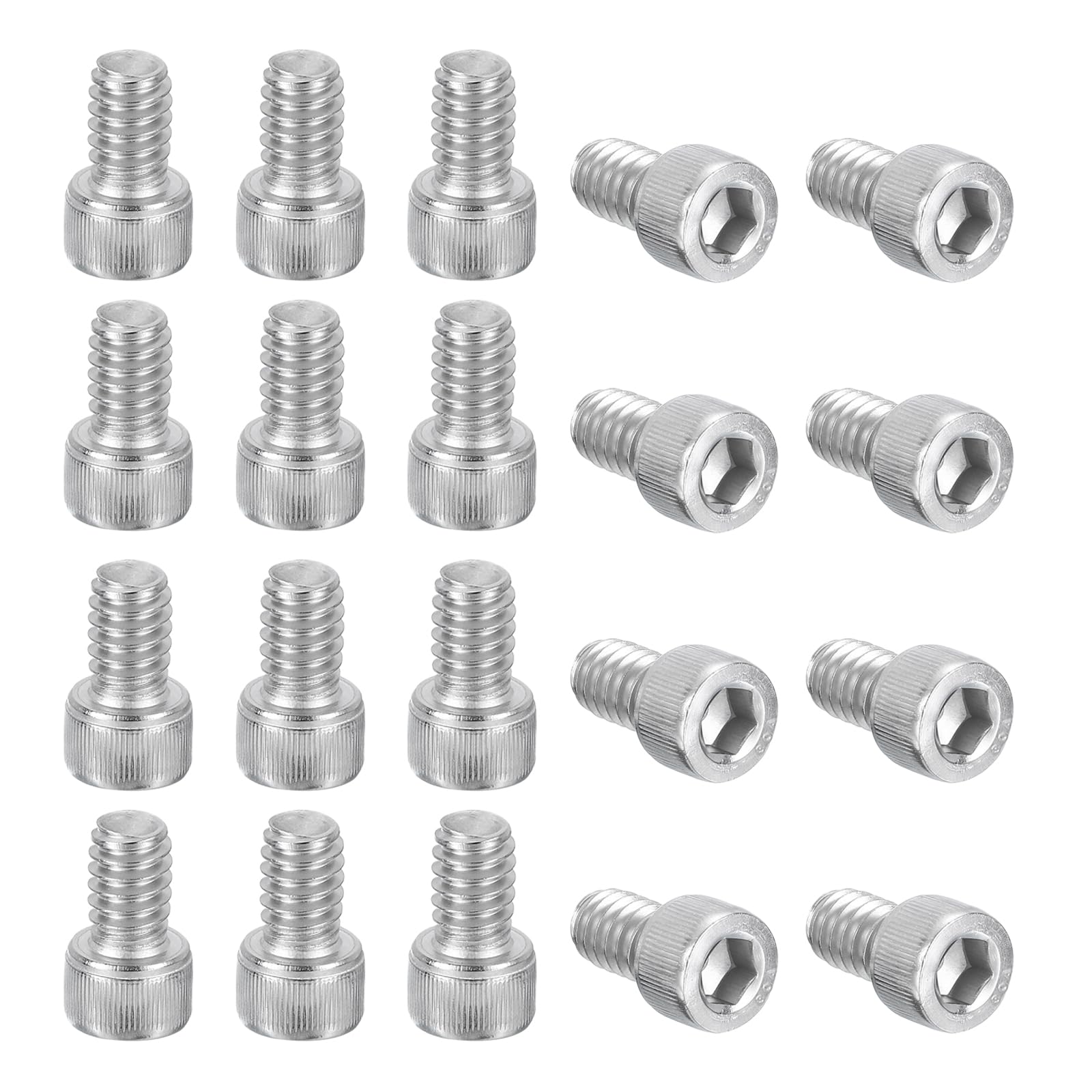 PATIKIL 1/4-20 x 3/8" Hex Socket Cap Head Screw Bolt, 20Pcs 304 Stainless Steel 18-8, Machine Full Thread for Construction, Manufacturing, Engineering, Assembling, Furniture