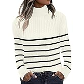 Zeagoo Womens Sweaters Turtleneck Cable Knit Long Sleeve Pullover Cute Fitted Trendy Basic Fall Winter Tops