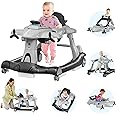 Xilingol 6-in-1 Baby Walker with Adjustable Speed Wheels, Adjustable Height Activity Walker with Padded Seat, Foldable Walker for Babies 6-12 Months, Toddler Push Walker for Boy & Girl 12-18 Months