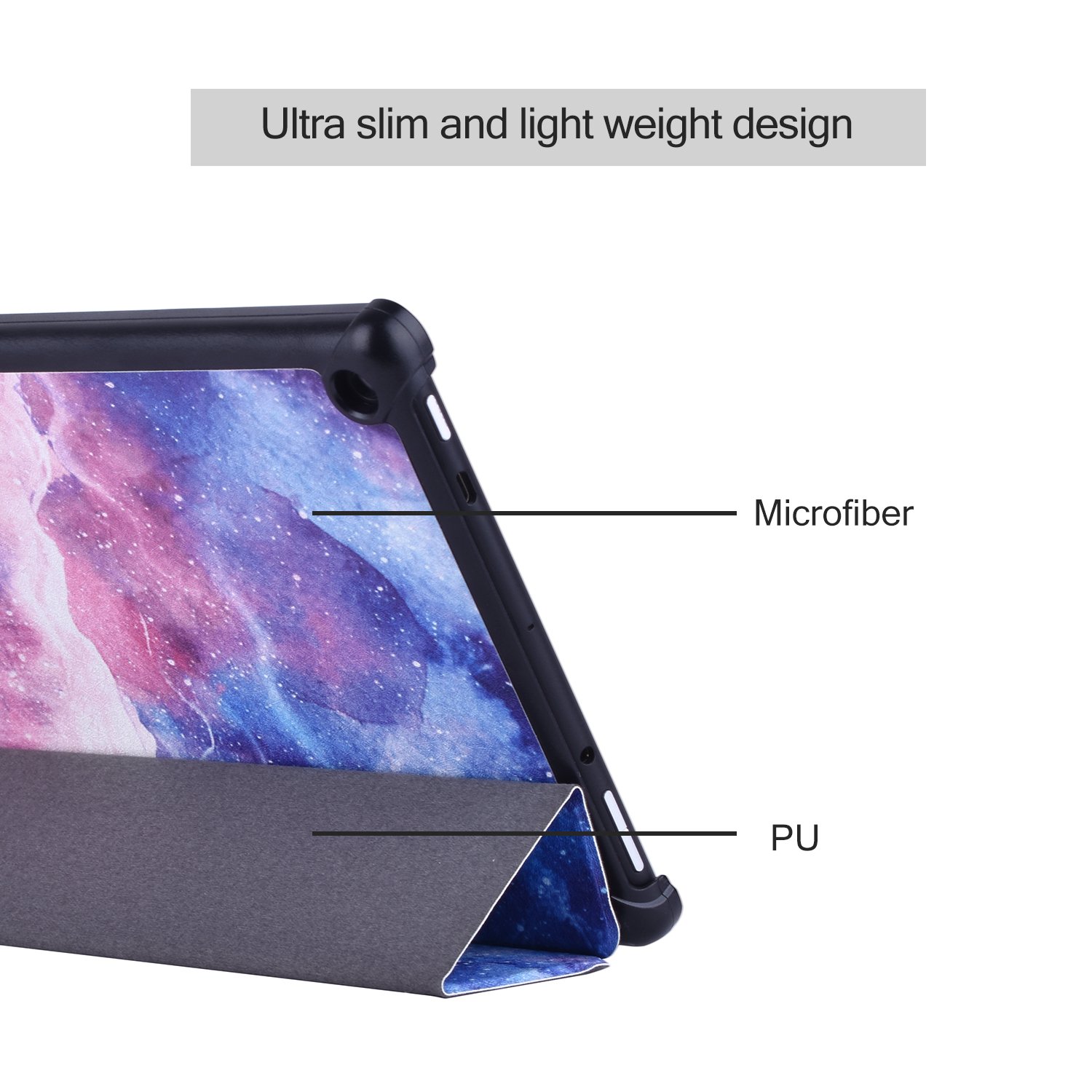 Dopup Fire 10 Case for All-New Fire HD 10 Tablet (7th Generation, 2017 Release),Protective Standing Cover with Auto Wake/Sleep Function (Blue Galaxy)