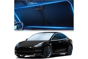 MAGNELEX Windshield Sunshade for Tesla Model 3 and Model Y 2017-2025 - Innovative No-Light-Pass Technology, Mirror Cut-Out, Blocks 99% UV Rays, Fade-Resistant, Easy-Fold Model 3 Model Y Windshield Sun Shade