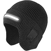 Beanie with Light, Unisex LED Rechargeable Headlamp Beanie, Warm Knitted Cap Black, Idea for Winter Gifts