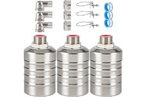 LAGWIUY 3PCS Water Float Valve for Water Tank, 1/2" to 3/4'' Water Trough Float Valve, 304 Stainless Steel Automatic Water Level Control Float Valve for Water Tank, Pool, Livestock Troughs, Distill