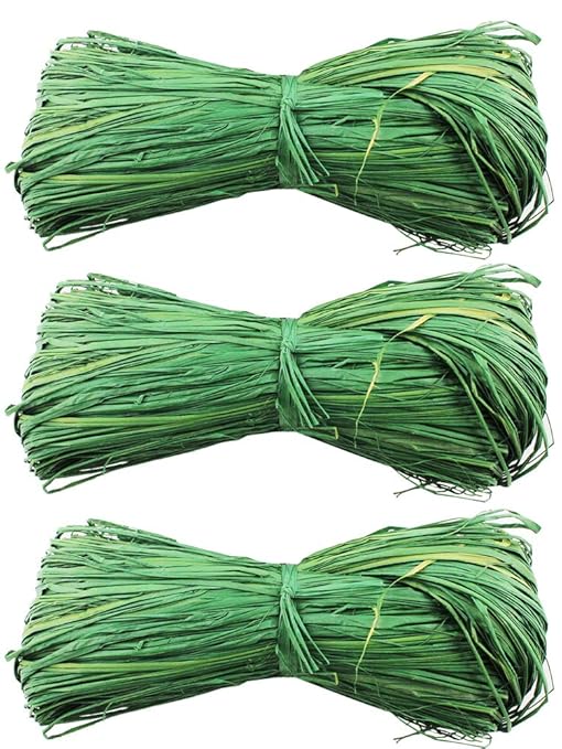 Com Four 3 Piece Raffia Set Natural Bast For Crafting And