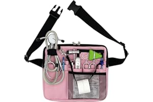 MELINON Nurse Fanny Pack with Medical Gear Pockets - Durable Nurse Waist Pouch with Tape Holder, Adjustable Strap, and Utility Storage for Stethoscopes, Bandage Scissors & Supplies (Pink, Large)