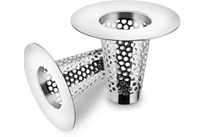 Mestream 2PCS Bathroom Sink Drain Strainers, 1" Small Conical Premium Stainless Steel Porous Hair Catcher, Drainer Filter, Fi