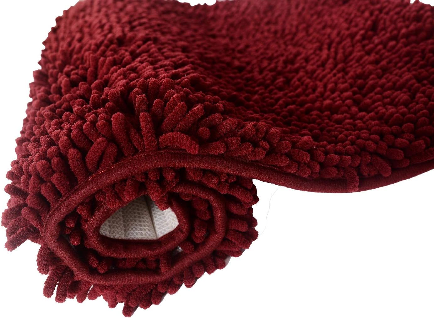Bathroom Rug Mat 17" x 24" Burgundy Luxury Chenille Bath