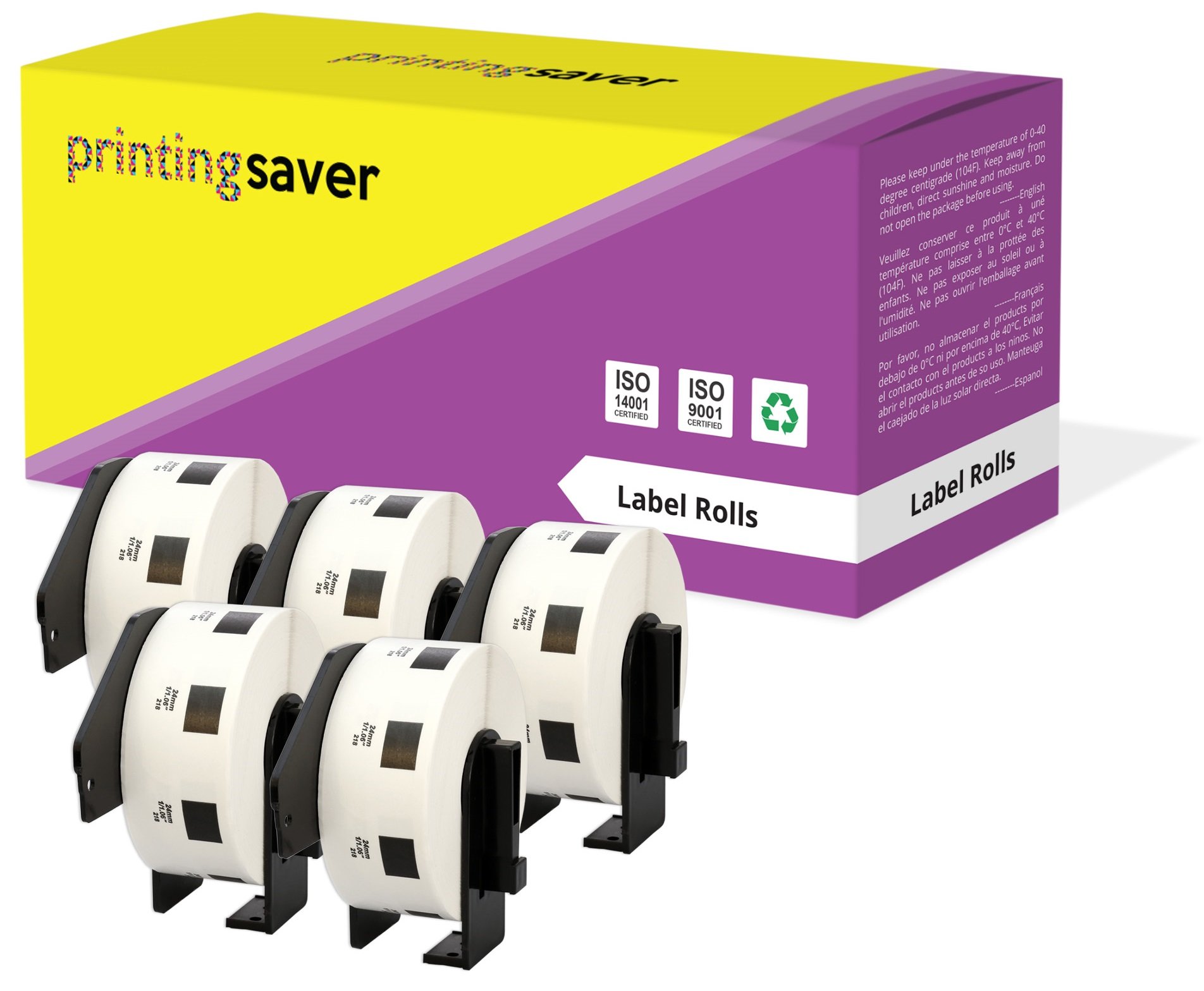 5X DK-11218 24 x 24 mm Compatible Round Labels Rolls (1000 Labels per Roll) for P-Touch QL-1110NWB QL-1100 QL-1060N QL-500 QL-500BW QL-570 QL-580 QL-700 QL-710W QL-800 QL-810W QL-820NWB