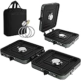 Julymoda 2 Burner Propane Camping Stove with Grill and Carrying Bag, Portable Folding Camp Stove with 17,000 BTU Adjustable B