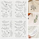 DOODLREAM 29Pcs Flower Vine Embroidery Pattern Stabilizer, 8.3"x11.7" Wildflowers Water Soluble Stick and Stitch Embroidery Sticker, 4 Sheets Floral Border Hand Sewing DIY Embroidery Paper