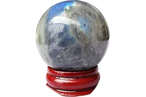Bacatgem 40mm Moonstone Healing Crystal Divination Sphere Sculpture Figurine Gemstone Ball,Feng Shui Chakra Aura Home Desk De