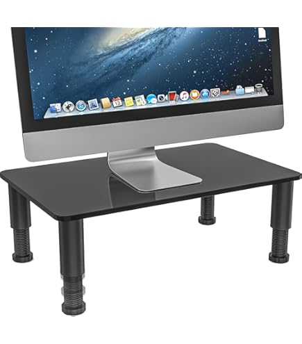 Hemuduplus Monitorständer Glas - Ergonomischer Bildschirmständer Höhenverstellbar