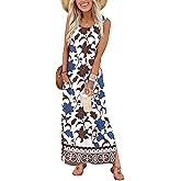 WIHOLL Maxi Dress Summer Dresses 2026 Beach Vacation Clothes Sleeveless Sundresses with Pockets Boho S-3XL