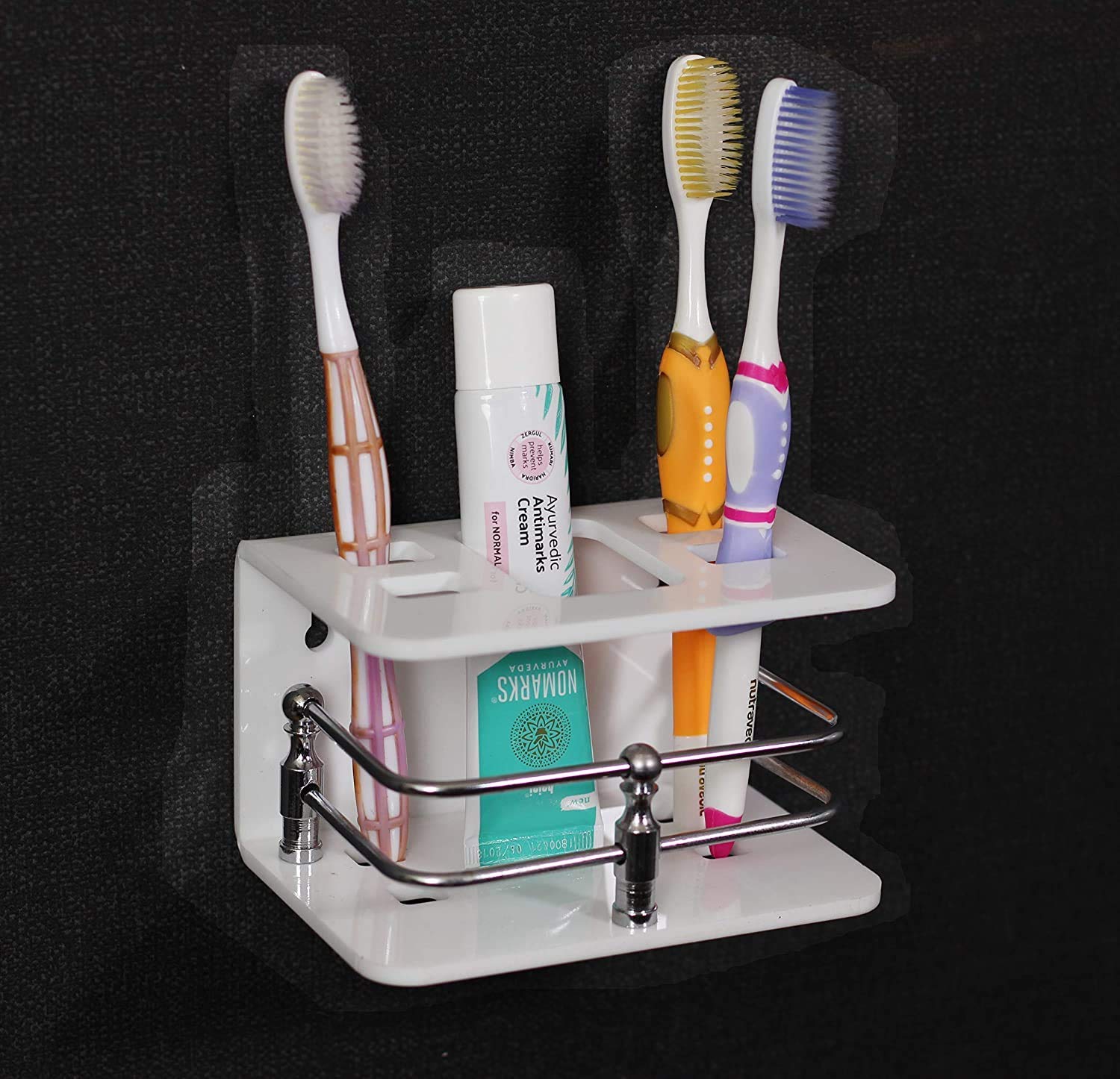 CLUBX Bathroom Toothpaste Stand with Toothbrush Holder Acrylic
