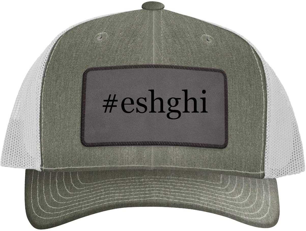 Eshghi Hashtag Leather Grey Patch Engraved Trucker Hat