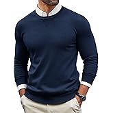 Runcati Mens Crewneck Sweaters Casual Knit Lightweight Dress Sweater Long Sleeve Slim Fit Fall Winter Pullover