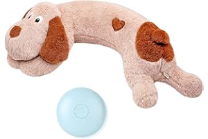 WEOK Puppy Heartbeat Toy, Dog Heartbeat Toy for Separation Anxiety Relief, Puppy Toy with Heartbeat Stuffed Animal Anxiety Calming Behavioral Aid Plush Toy for Dogs Cats Pets (Brown +)