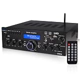 Pyle Wireless Bluetooth Home Stereo Amplifier - Multi-Channel 200 Watt Power Amplifier Home Audio Receiver System w/HDMI, Optical/Phono/Coaxial, FM Radio, USB/SD, AUX, RCA, Mic in - Remote - PDA9HBU