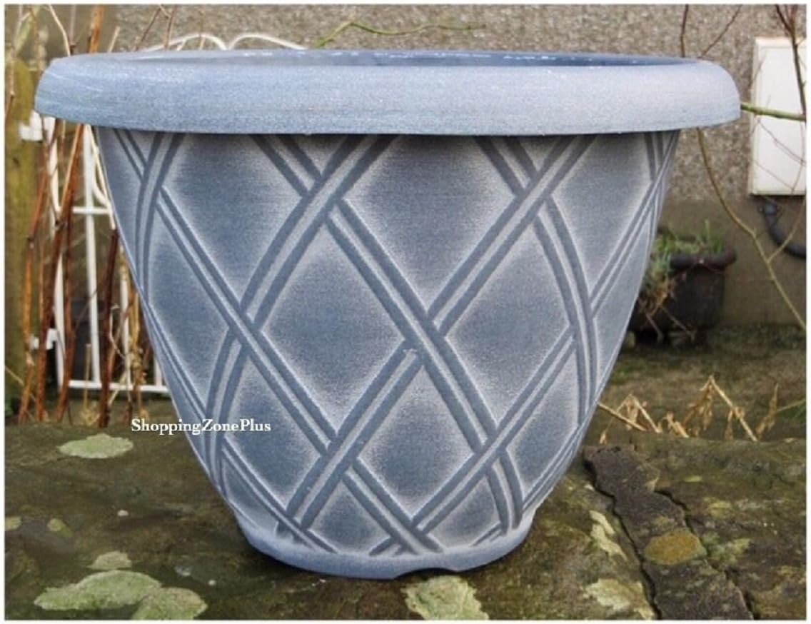 2 X LARGE 13" BELL LATICE PLANTER POTS PLASTIC GARDEN PATIO FLOWER PLANT POT NEW
