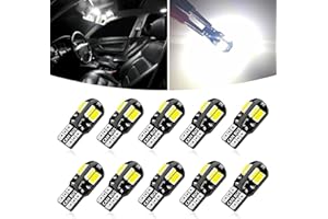 getfay 10 PCS Car T10-8SMD Width Indicator Light, DC 12V W5W 6500K Super Bright License Plate Light DRL, Side Wedge Plug and Play Bulb, Universal Interior Light Bulb Replacement for Cars (White)